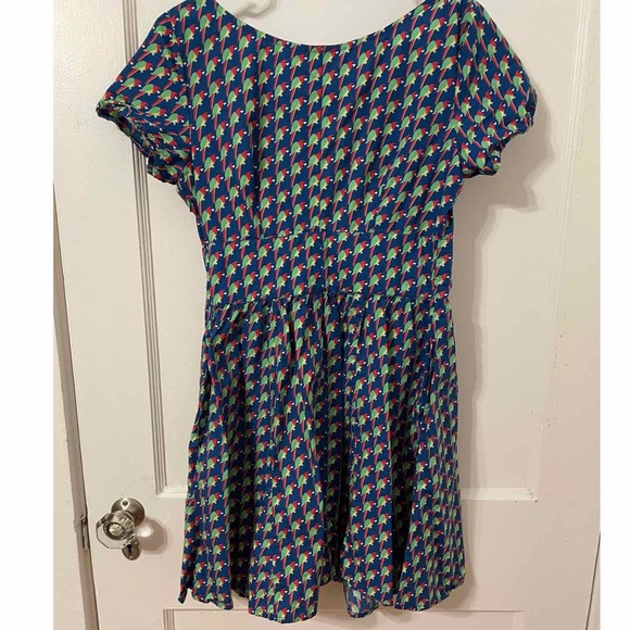 Eshakti tropical parrot print bow front dress 8P - Picture 3 of 7